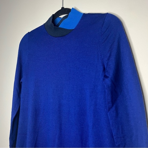 COS 100% Wool Electric Blue Longsleeve Mockneck Knit Tunic Dress - Picture 3 of 8